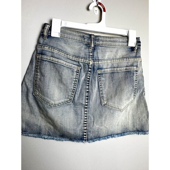 Forever21 Distressed Studded Denim Mini Skirt Womens 26 Grunge Alternative - Picture 8 of 9